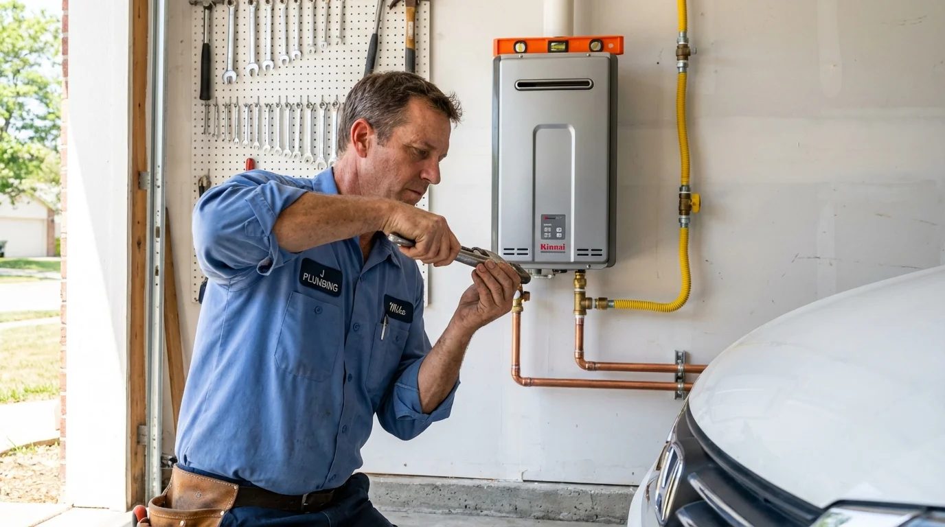 Tankless water heater installation by a Johns Plumbing LLC plumber in Warren
